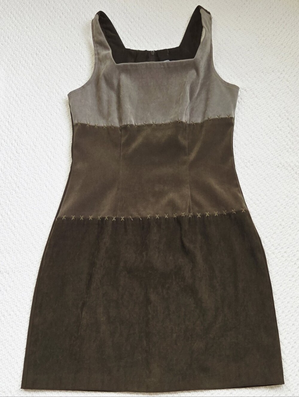 🛍City Triangles 1990s VTG Suede Color Block Mini Shift Dress